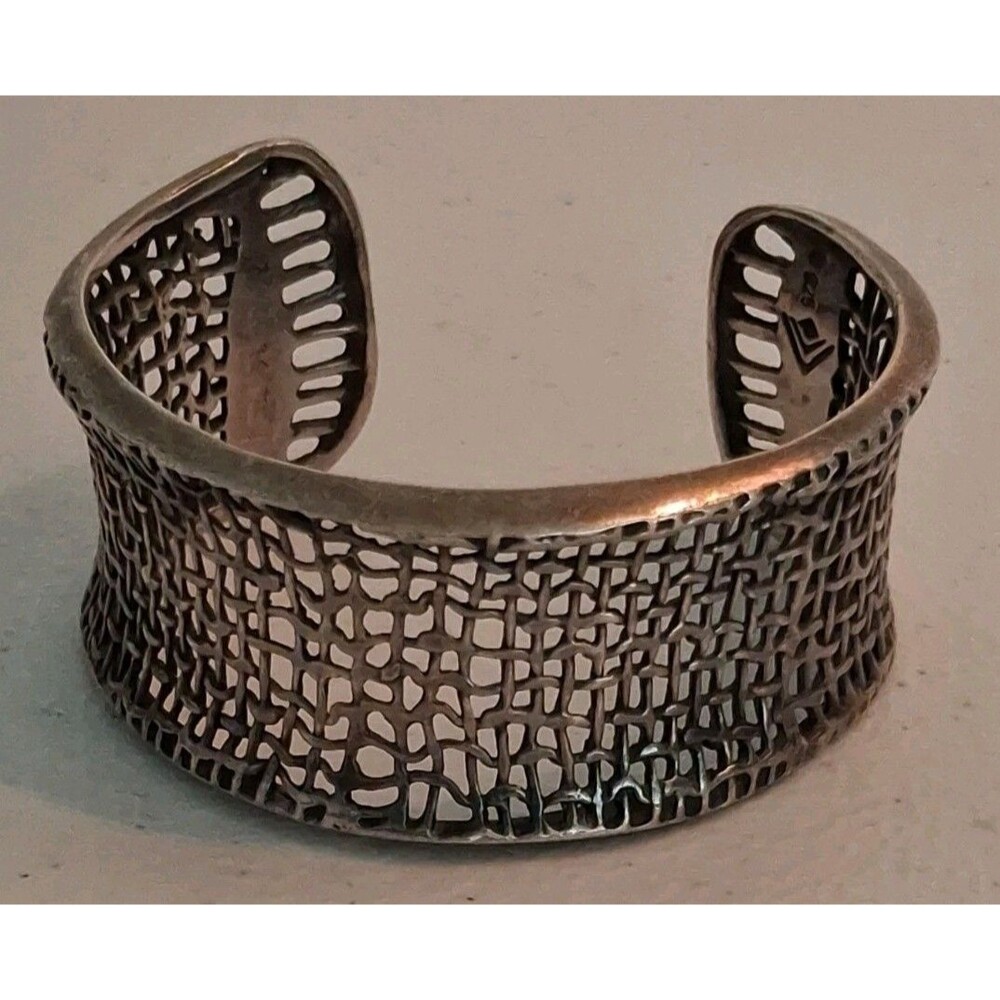 Retired Silpada Sterling Silver Open Weave 1" Wide Cuff Bracelet
